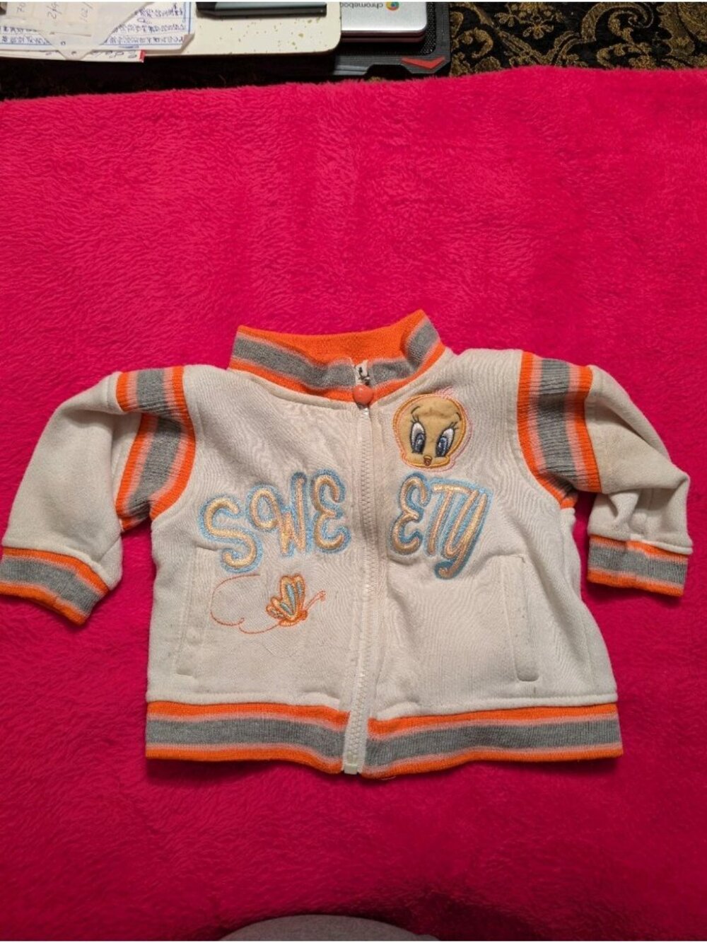 Vintage Baby Looney Tunes Tweety Bird Varsity Jacket 12 Months Y2K Sweety